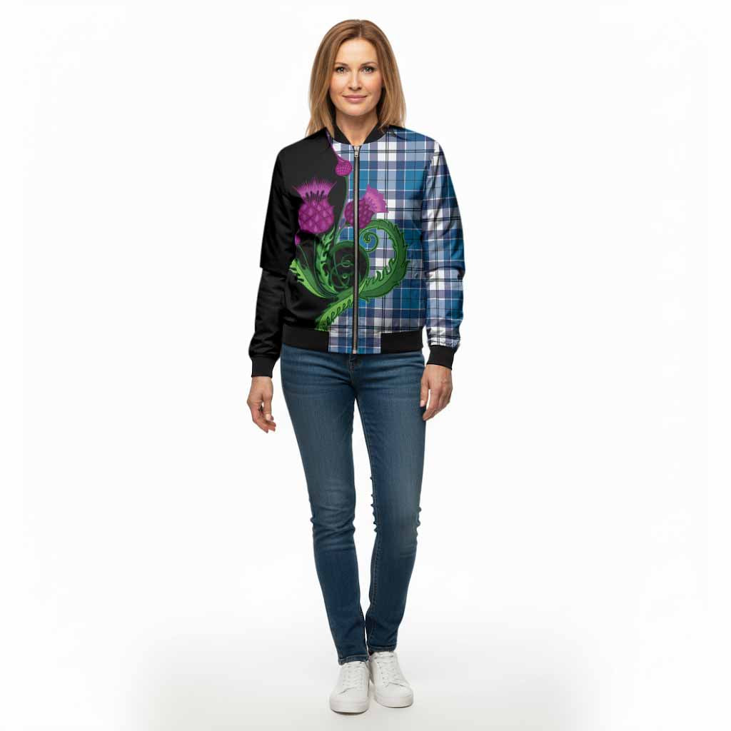 Hutton Tartan Bomber Jacket Traditional Scottish Thistle - Tartan Vibes Clothing