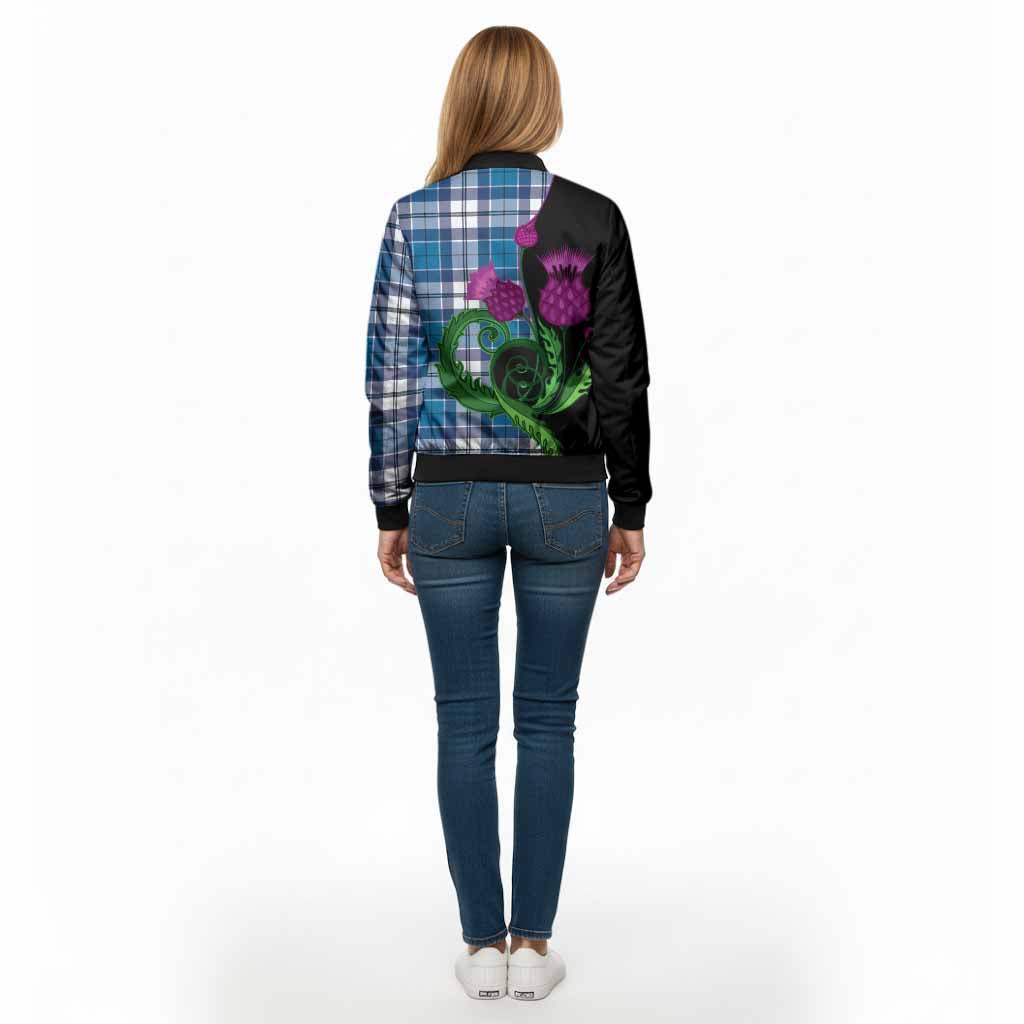 Hutton Tartan Bomber Jacket Traditional Scottish Thistle - Tartan Vibes Clothing