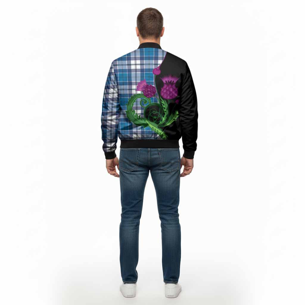 Hutton Tartan Bomber Jacket Traditional Scottish Thistle - Tartan Vibes Clothing