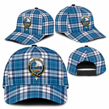 Hutton Tartan Classic Cap with Family Crest
