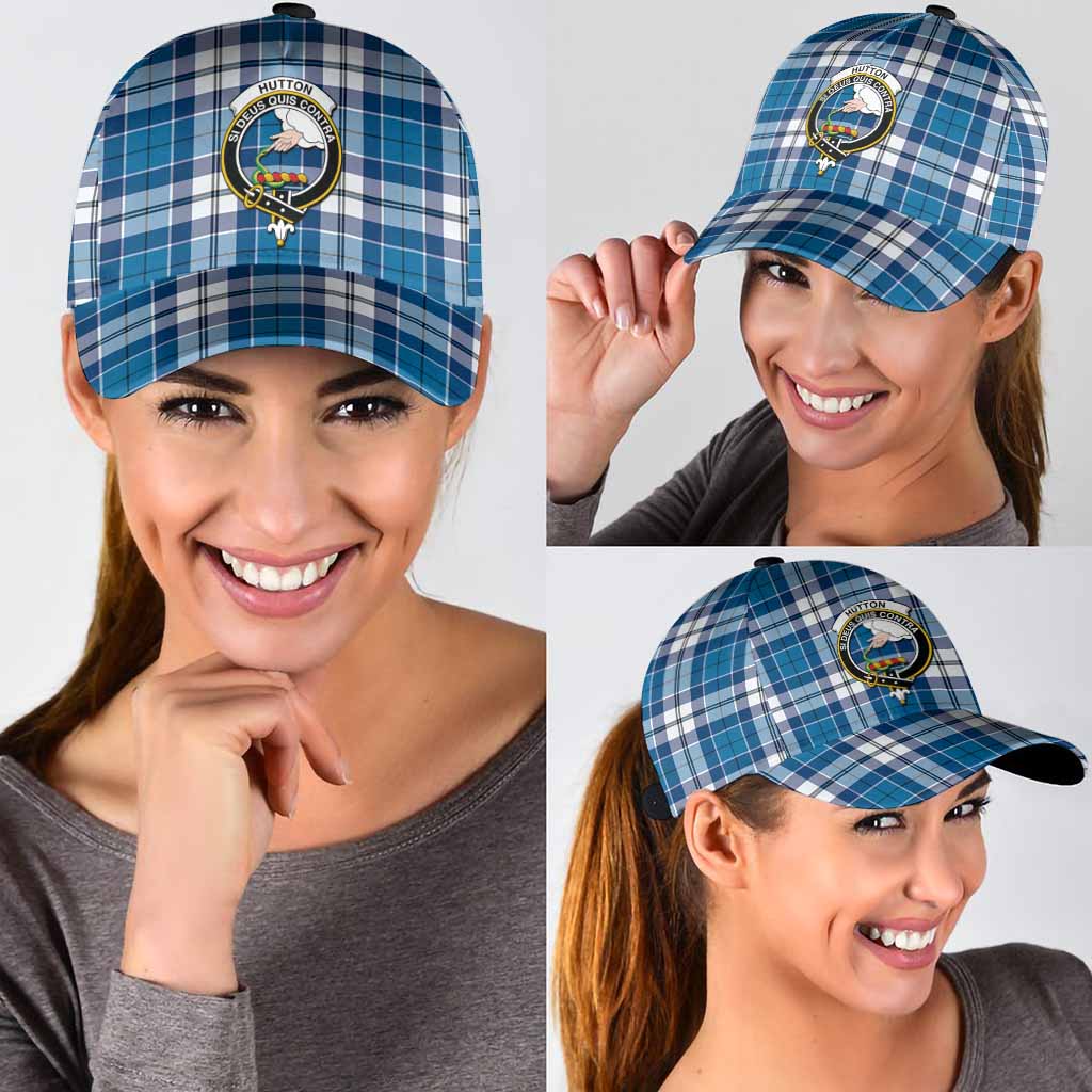 Hutton Tartan Classic Cap with Family Crest