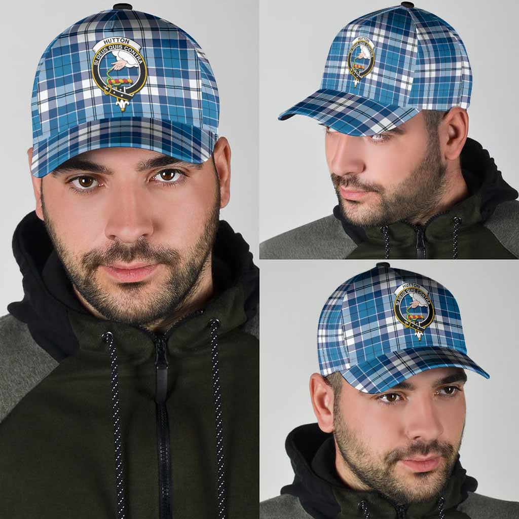Hutton Tartan Classic Cap with Family Crest