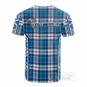 Hutton Tartan Crest Cotton T-shirt Scotland Coat of Arm Flag Style