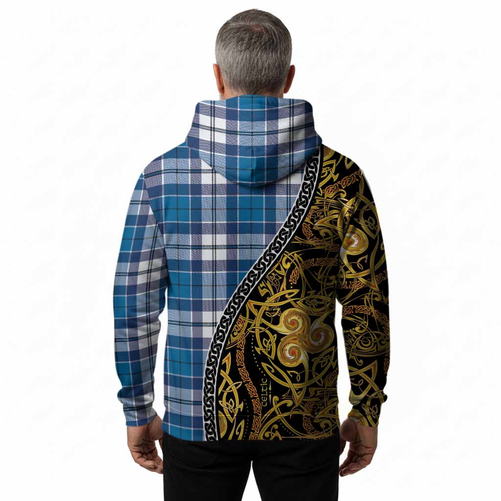 Hutton Tartan Crest Hoodie Celtic Knot and Triple Trickle Spiral Symbols