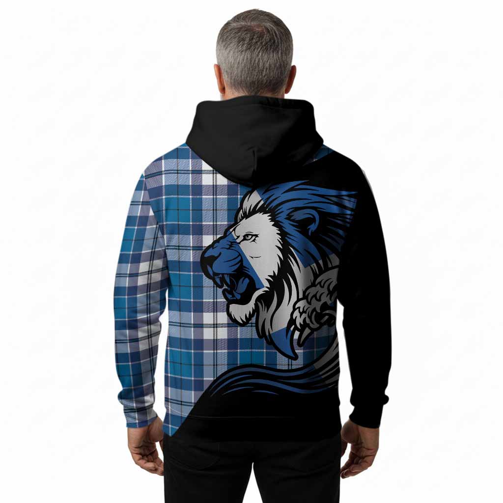 Hutton Tartan Crest Hoodie Scottish Golden Lions Wave Flow