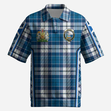 Hutton Tartan Crest Men’s Polo Sweater Top Scotland Coat of Arm Flag Style