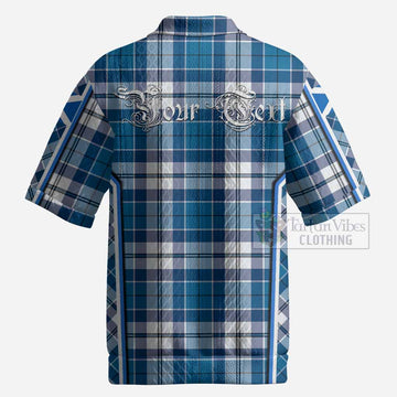 Hutton Tartan Crest Men’s Polo Sweater Top Scotland Coat of Arm Flag Style