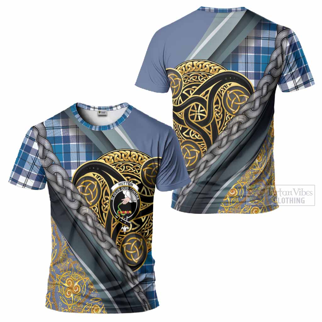 Hutton Tartan Crest T-Shirt Scottish Triskele Celtic
