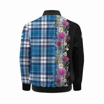 Hutton Tartan Crest Thistle Floral Kid Bomber Jacket Kid - Tartan Vibes Clothing