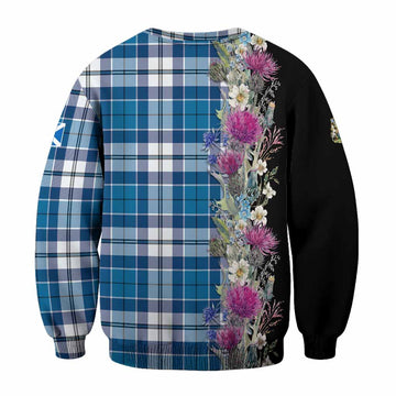 Hutton Tartan Crest Thistle Floral Sweatshirt - Tartan Vibes Clothing