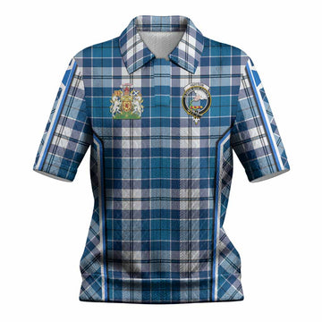 Hutton Tartan Crest Women’s Polo Sweater Top Scotland Coat of Arm Flag Style