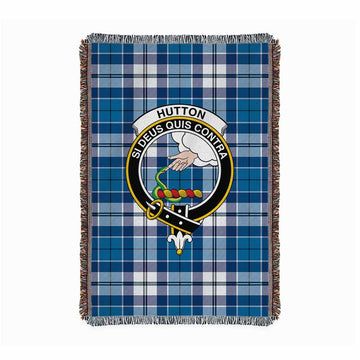Hutton Tartan Crest Woven Blanket S 43 x 67 inches 110 x 170cm - Tartan Vibes Clothing