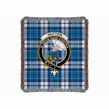 Hutton Tartan Crest Woven Blanket M 51 x 60 inches 130 x 150cm - Tartan Vibes Clothing