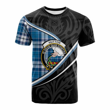 Hutton Tartan Family Crest Cotton T-shirt Celtic Scottish Thistle Floral