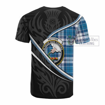 Hutton Tartan Family Crest Cotton T-shirt Celtic Scottish Thistle Floral
