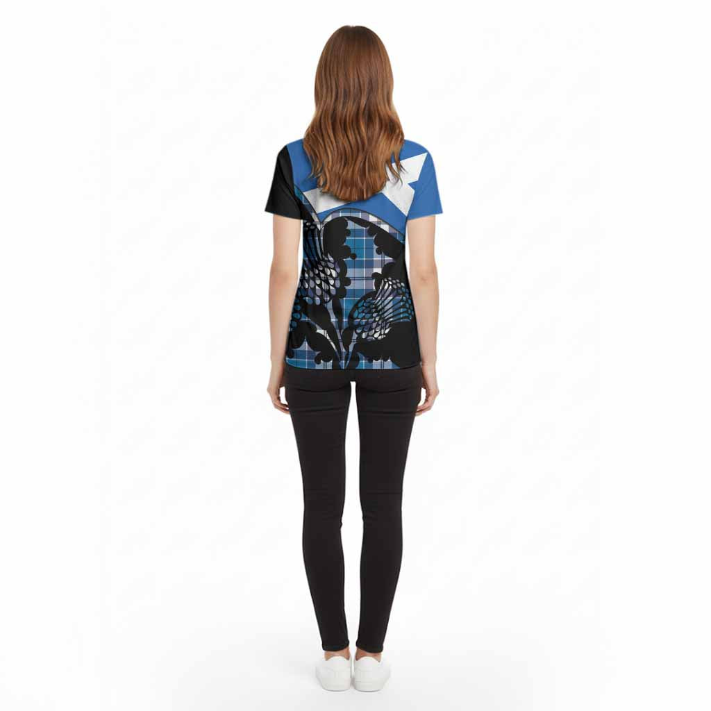 Hutton Tartan Family Crest Cotton T-shirt Scotland Thistle Floral Flag Style