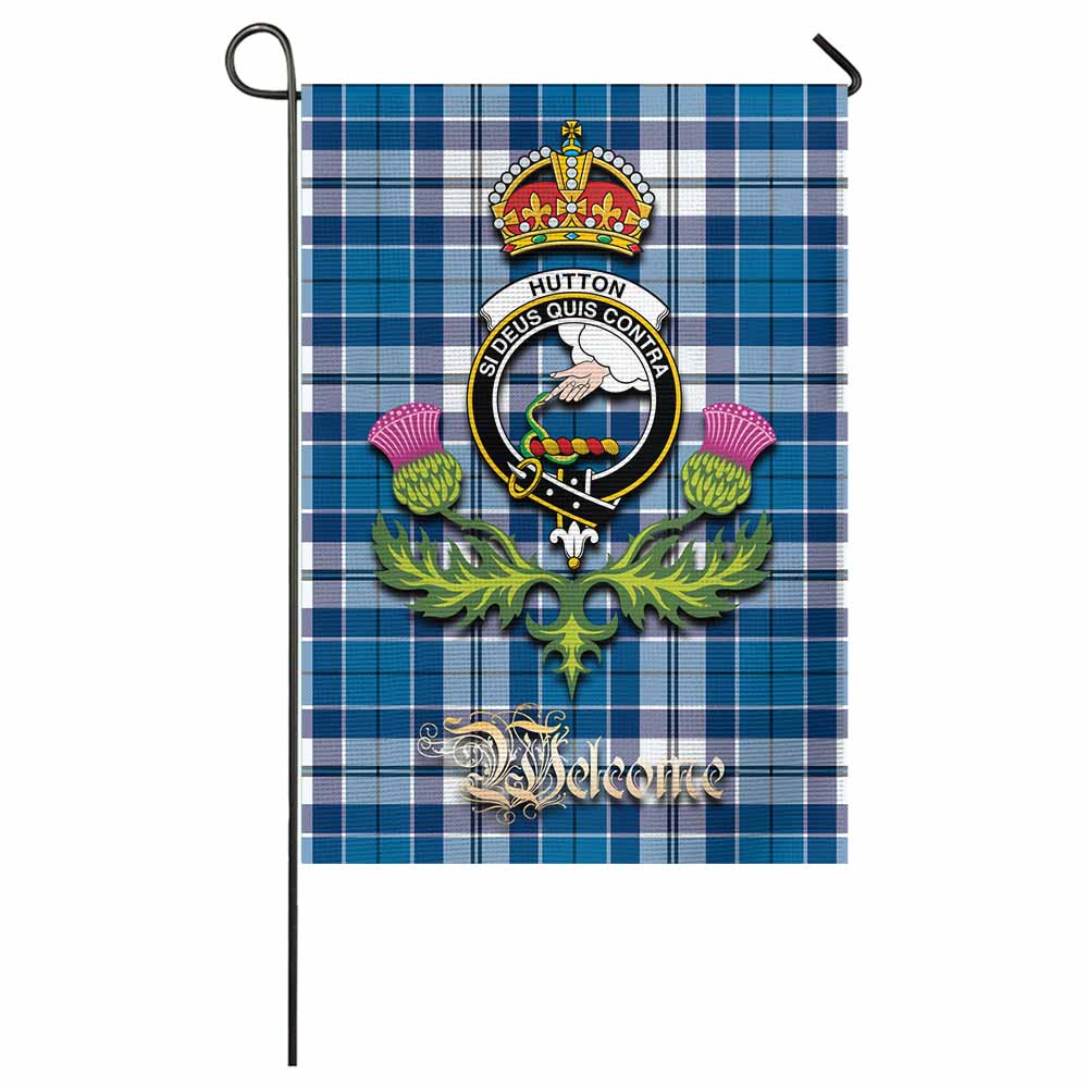 Hutton Tartan Family Crest Garden Flag Royal Thistle Welcome Style - Tartan Vibes Clothing