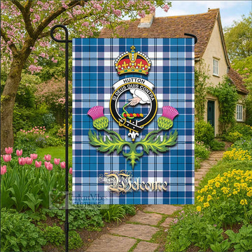 Hutton Tartan Family Crest Garden Flag Royal Thistle Welcome Style