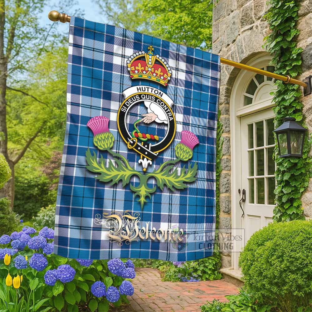 Hutton Tartan Family Crest Garden Flag Royal Thistle Welcome Style - Tartan Vibes Clothing