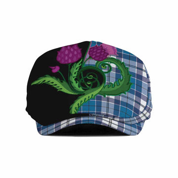 Hutton Tartan Flat Cap, Jeff Cap Traditional Scottish Thistle
