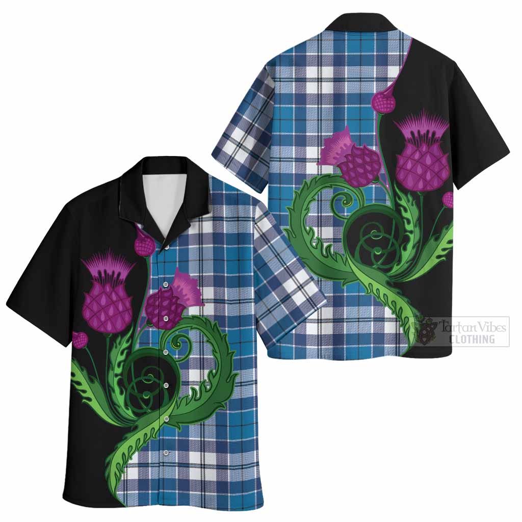 Hutton Tartan Hawaiian Shirt Traditional Scottish Thistle