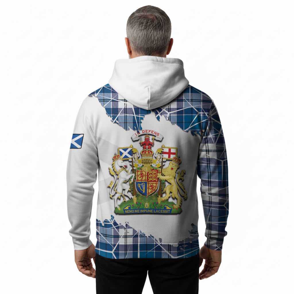 Hutton Tartan Hoodie with Family Crest and Lion Rampant Grunge Style