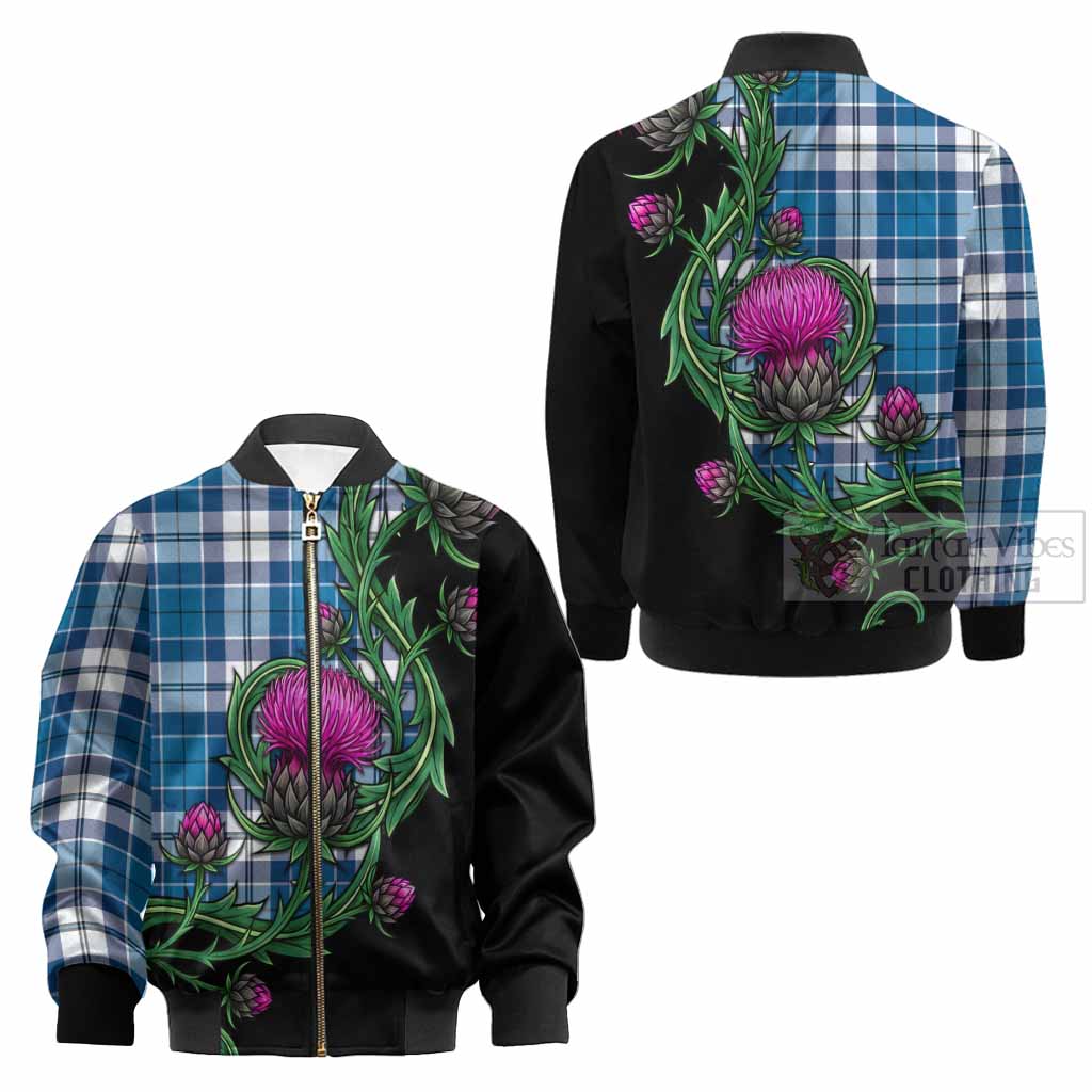 Hutton Tartan Kid Bomber Jacket Resilient Scottish Thistle - Tartan Vibes Clothing