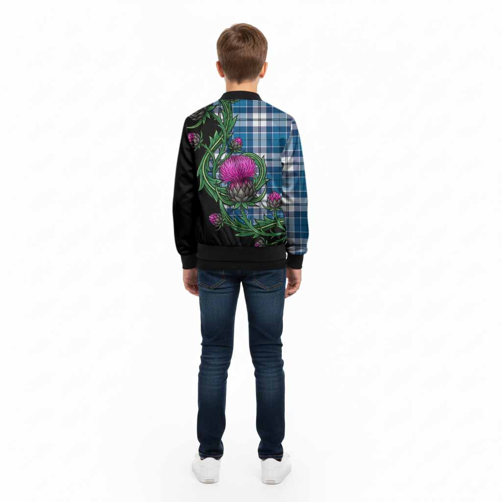 Hutton Tartan Kid Bomber Jacket Resilient Scottish Thistle - Tartan Vibes Clothing