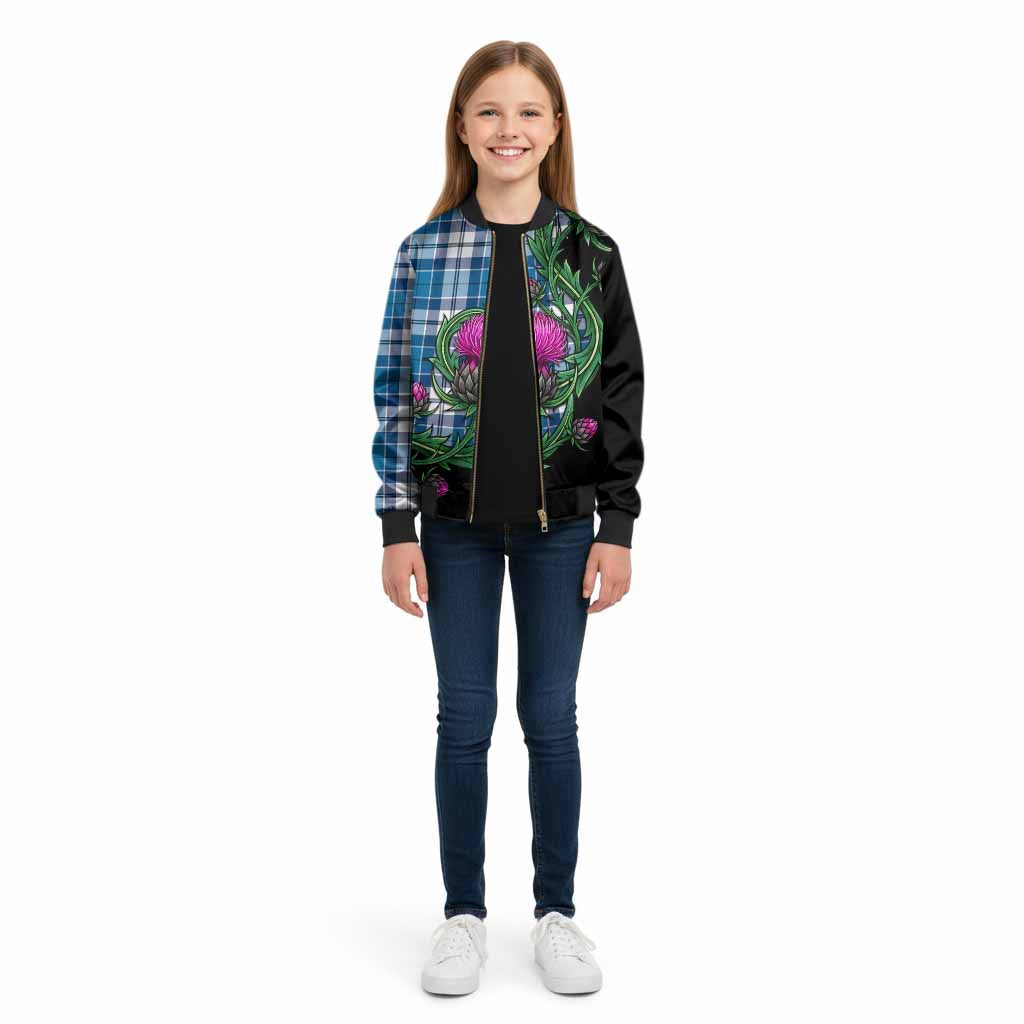 Hutton Tartan Kid Bomber Jacket Resilient Scottish Thistle - Tartan Vibes Clothing