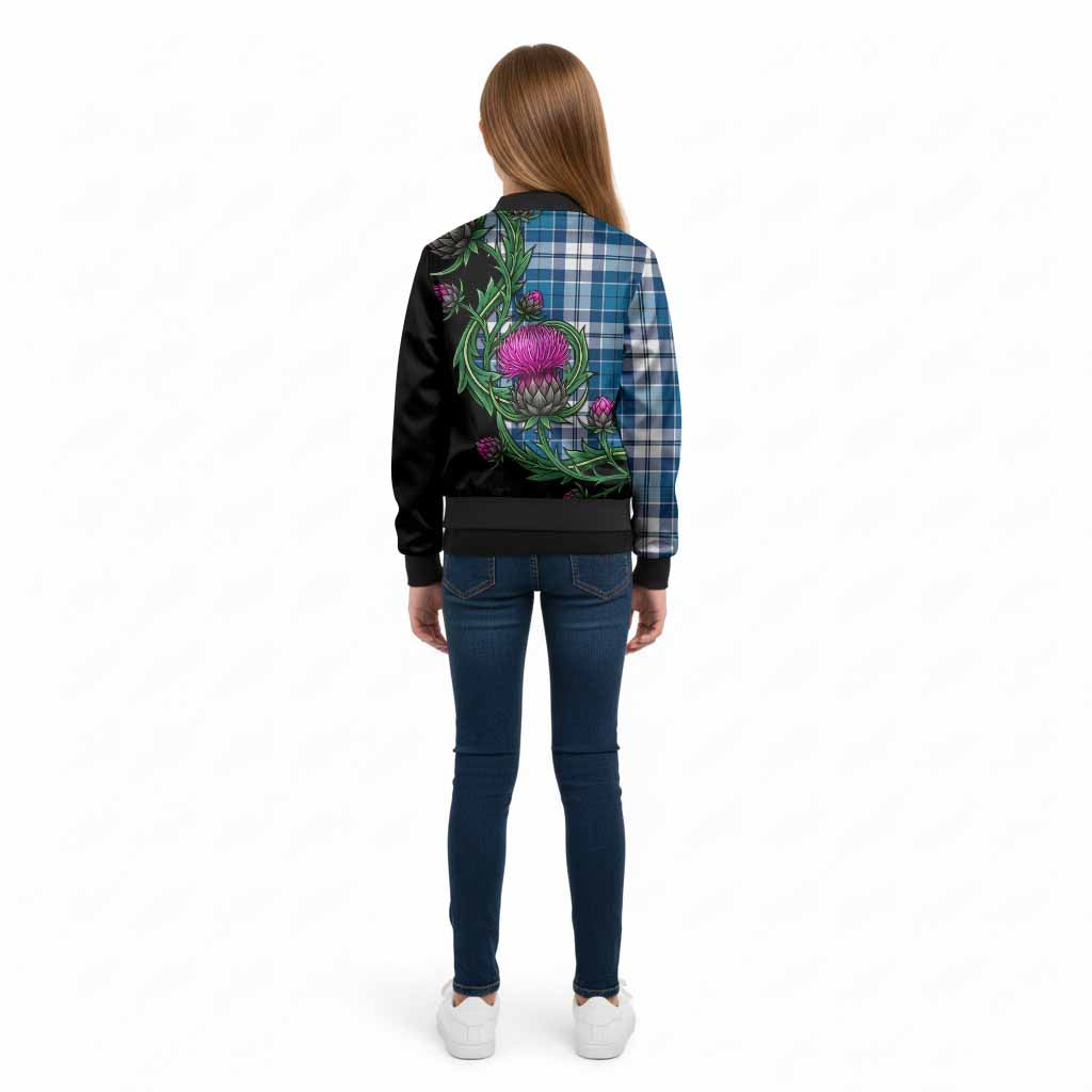 Hutton Tartan Kid Bomber Jacket Resilient Scottish Thistle - Tartan Vibes Clothing