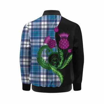 Hutton Tartan Kid Bomber Jacket Traditional Scottish Thistle