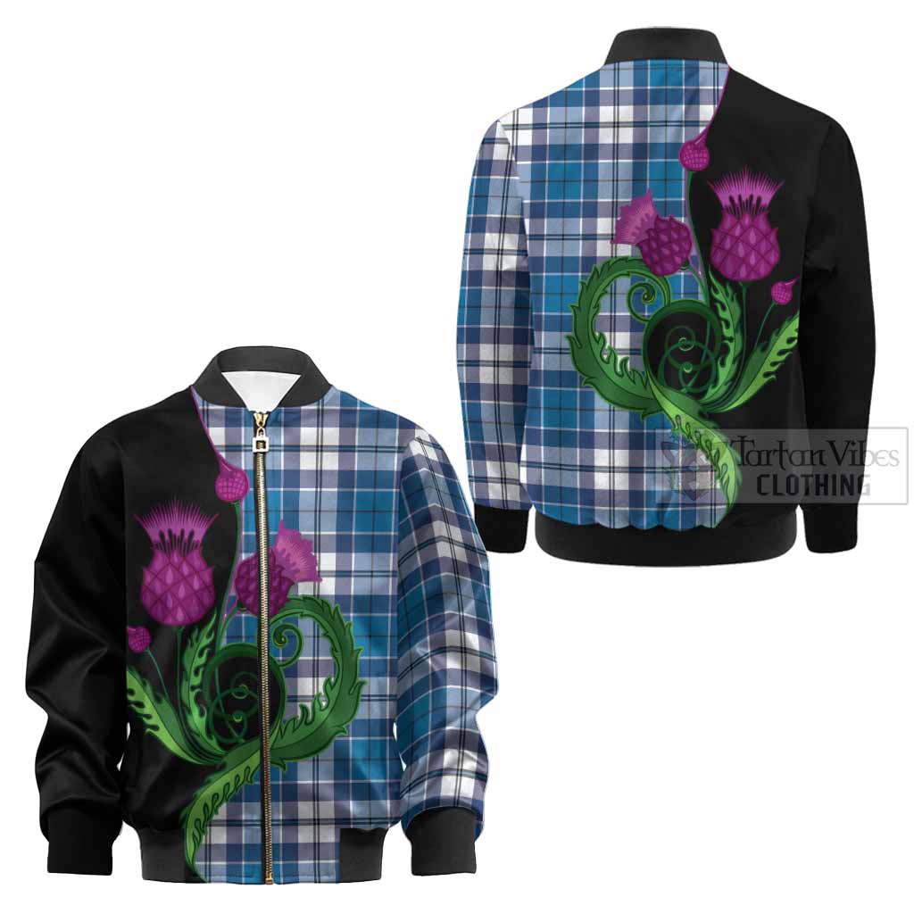 Hutton Tartan Kid Bomber Jacket Traditional Scottish Thistle - Tartan Vibes Clothing