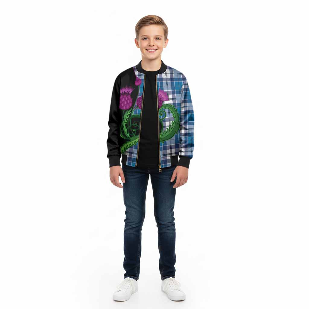 Hutton Tartan Kid Bomber Jacket Traditional Scottish Thistle - Tartan Vibes Clothing