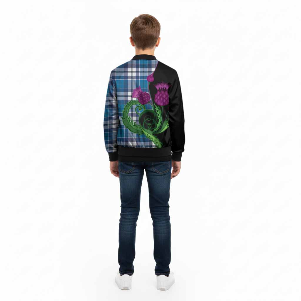 Hutton Tartan Kid Bomber Jacket Traditional Scottish Thistle - Tartan Vibes Clothing