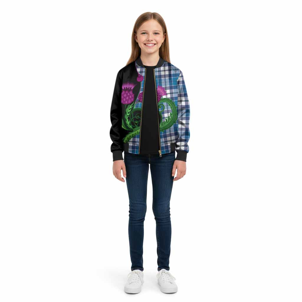 Hutton Tartan Kid Bomber Jacket Traditional Scottish Thistle - Tartan Vibes Clothing