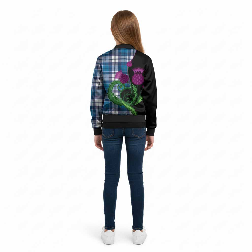 Hutton Tartan Kid Bomber Jacket Traditional Scottish Thistle - Tartan Vibes Clothing