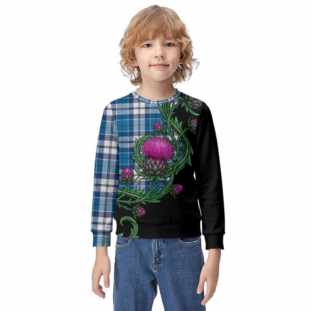 Hutton Tartan Kid Knitted Sweatshirt Resilient Scottish Thistle Kid - Tartan Vibes Clothing