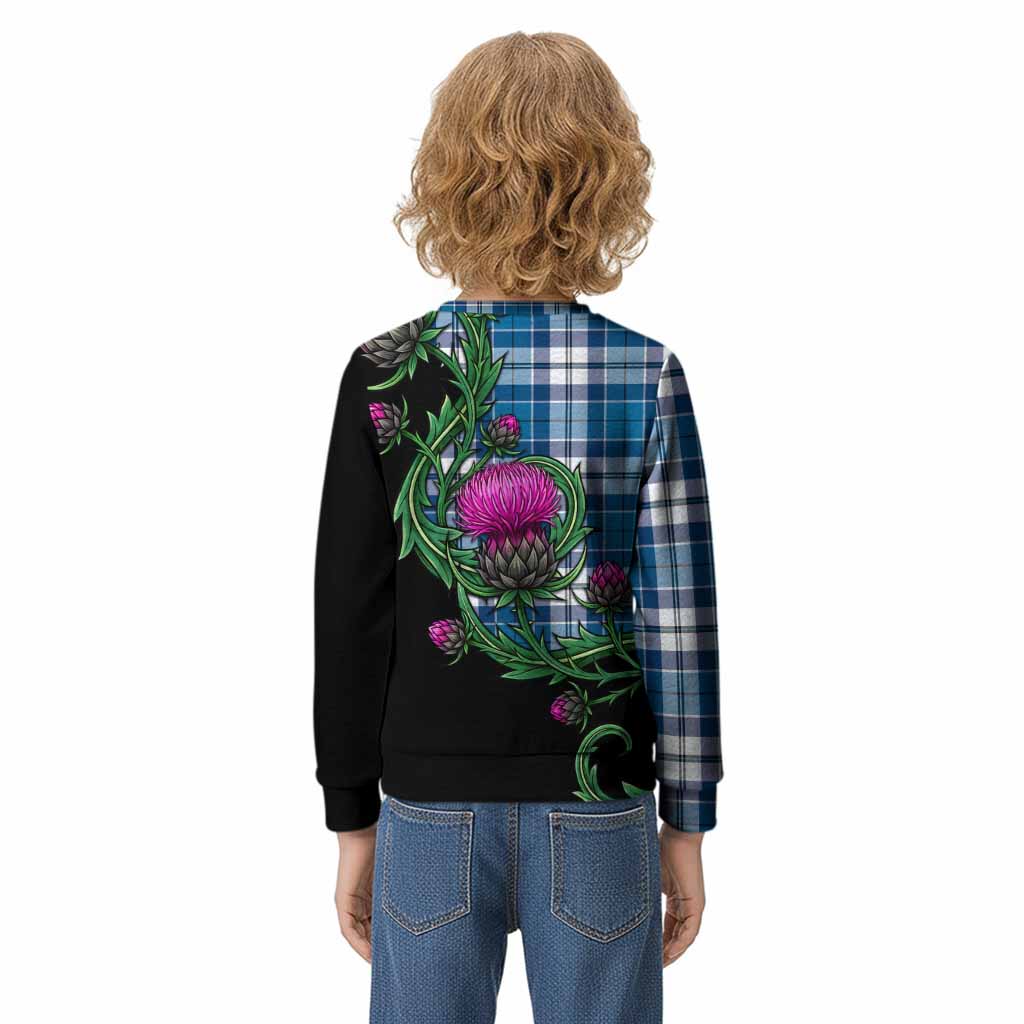 Hutton Tartan Kid Knitted Sweatshirt Resilient Scottish Thistle - Tartan Vibes Clothing