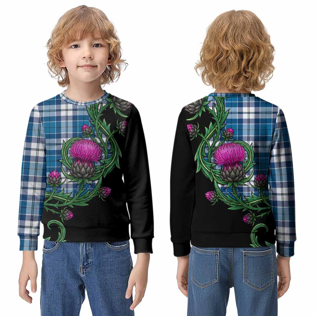 Hutton Tartan Kid Knitted Sweatshirt Resilient Scottish Thistle - Tartan Vibes Clothing