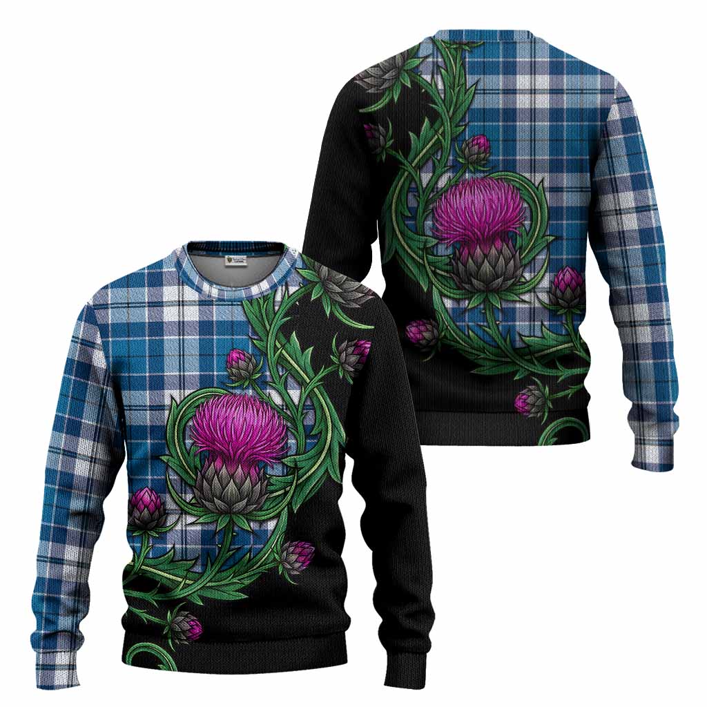 Hutton Tartan Knitted Sweater Resilient Scottish Thistle - Tartan Vibes Clothing