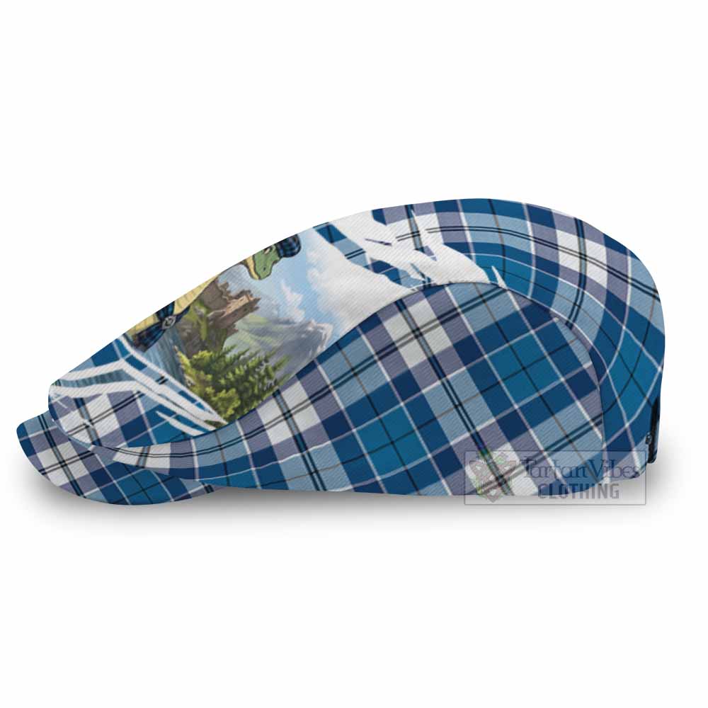 Hutton Tartan Loch Ness Monster Scottish Heritage Art Flat Cap, Jeff Cap