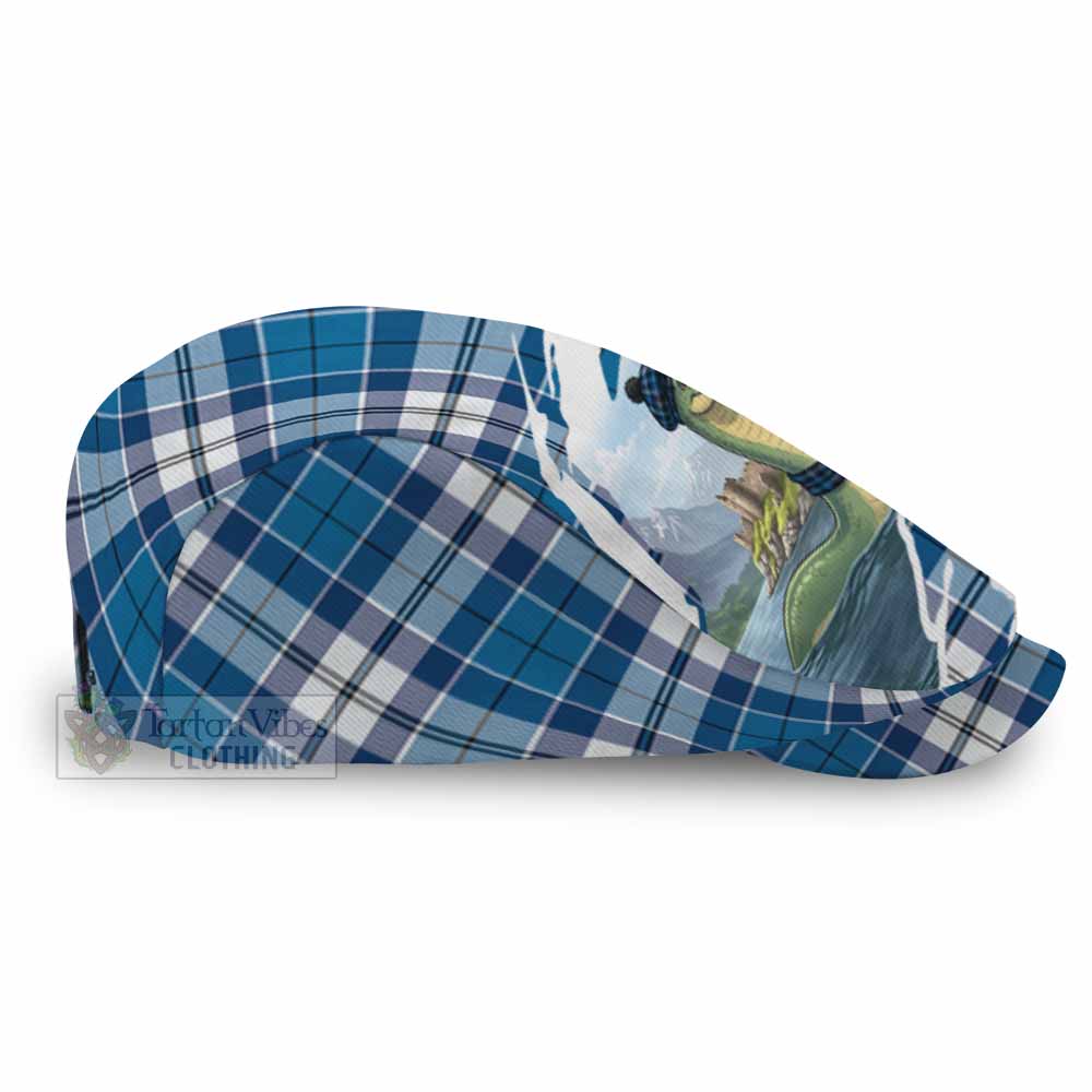 Hutton Tartan Loch Ness Monster Scottish Heritage Art Flat Cap, Jeff Cap