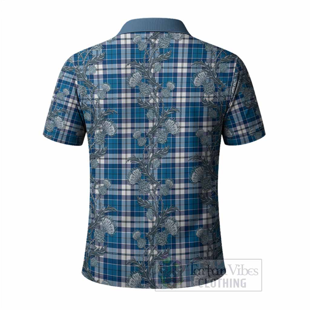 Hutton Tartan Polo Shirt Seamless Scottish Thistle Flowers