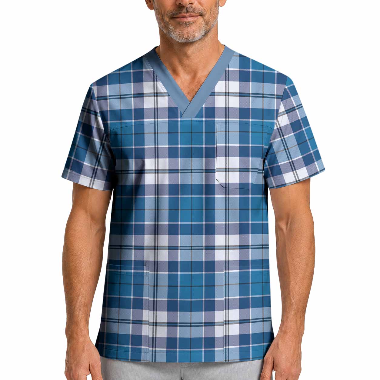 Hutton Tartan Scrub Top XL - Tartan Vibes Clothing