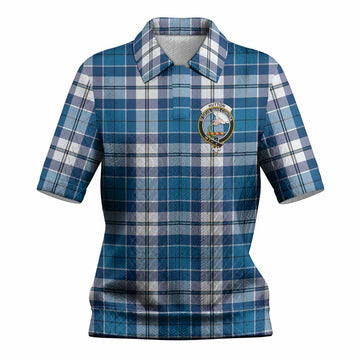 Hutton Tartan Women’s Polo Sweater Top with Family Crest