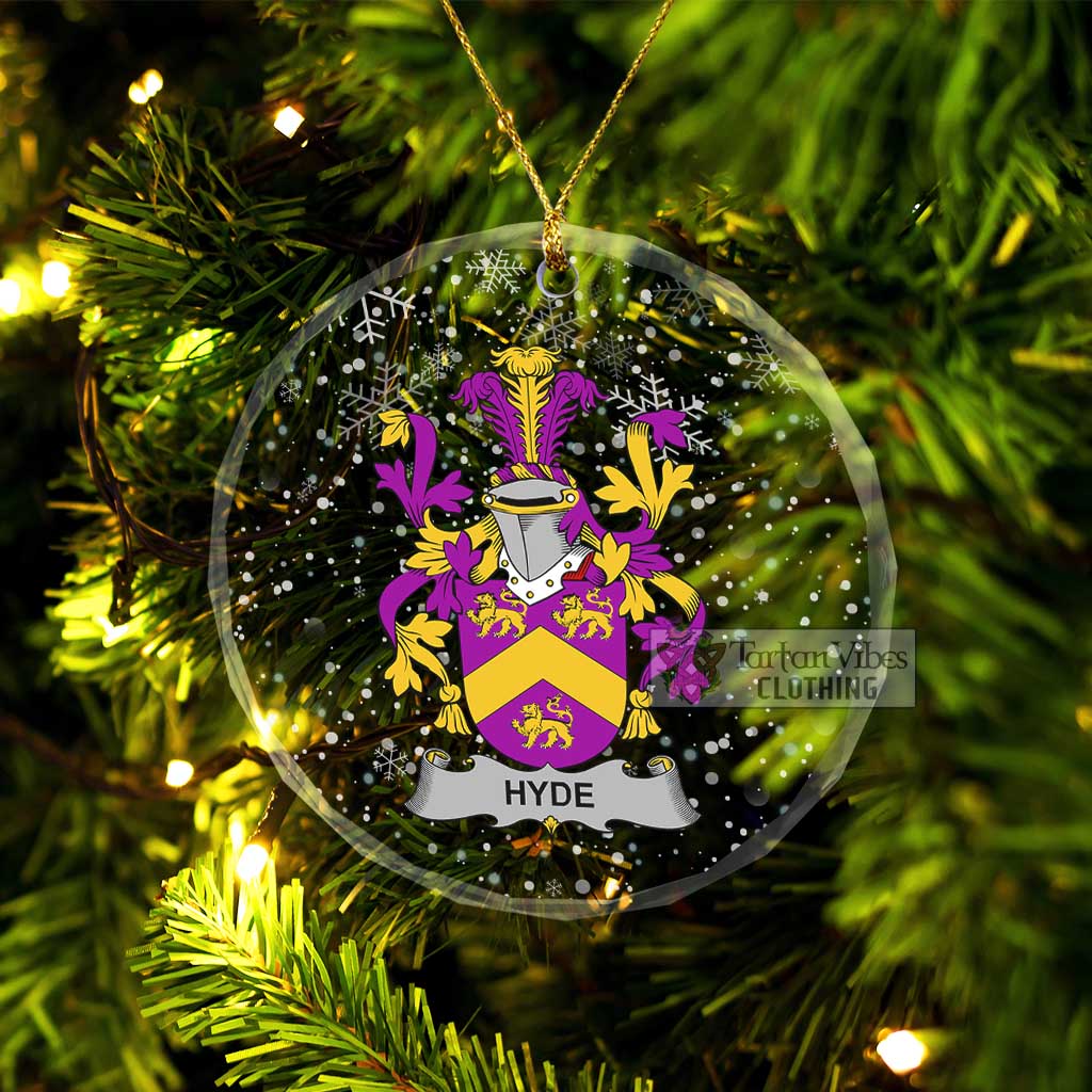 Tartan Vibes Clothing Hyde Irish Clan Christmas Glass Ornament with Coat of Arms