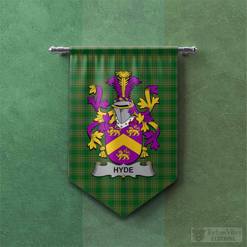 Hyde Irish Clan Tartan Gonfalon, Tartan Banner with Coat of Arms