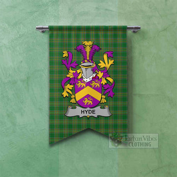 Hyde Irish Clan Tartan Gonfalon, Tartan Banner with Coat of Arms