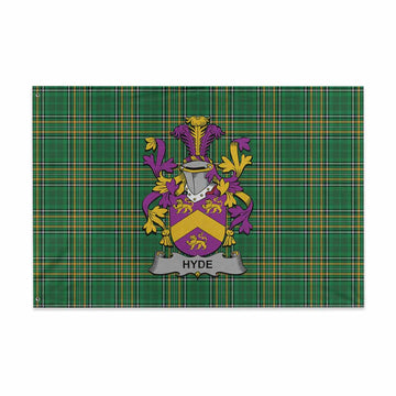 Hyde Irish Clan Tartan House Flag with Coat of Arms