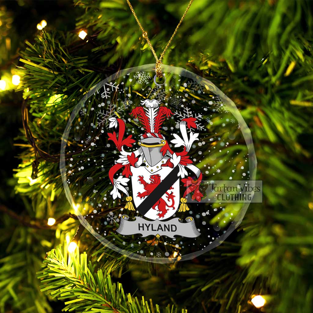 Tartan Vibes Clothing Hyland Irish Clan Christmas Glass Ornament with Coat of Arms